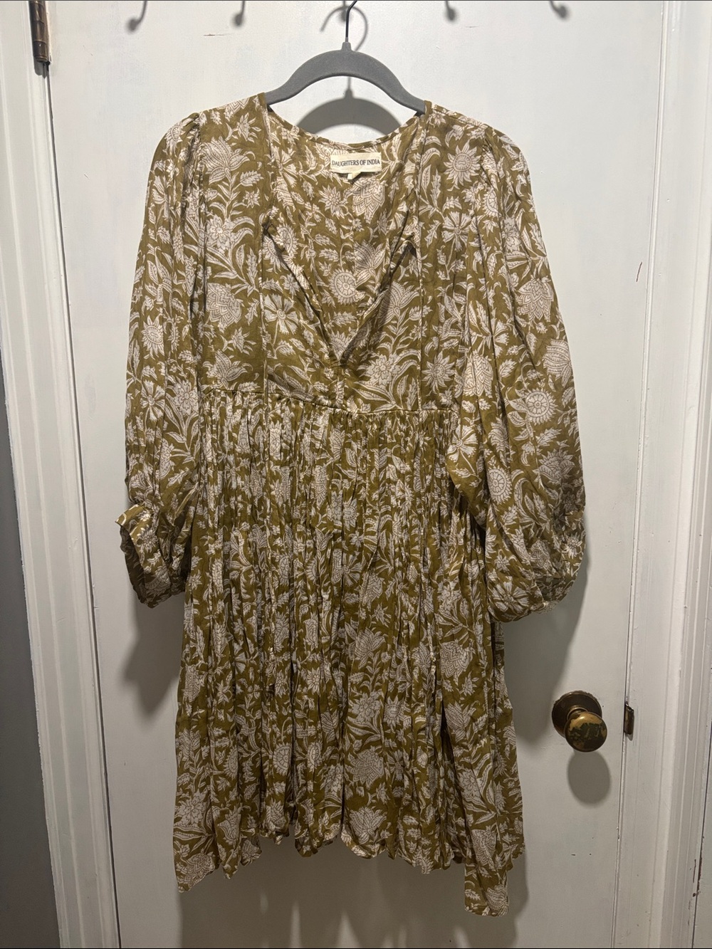 DAUGHTERS OF INDIA Kyra mini dress in olive size large